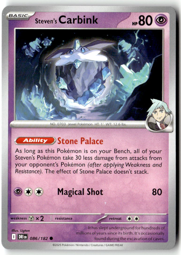 Front of Steven's Carbink 086/182 from Destined Rivals