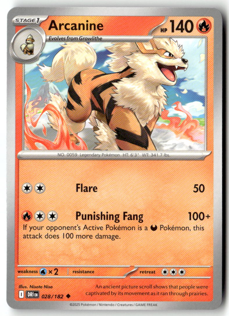 Front of Arcanine 028/182 from Destined Rivals