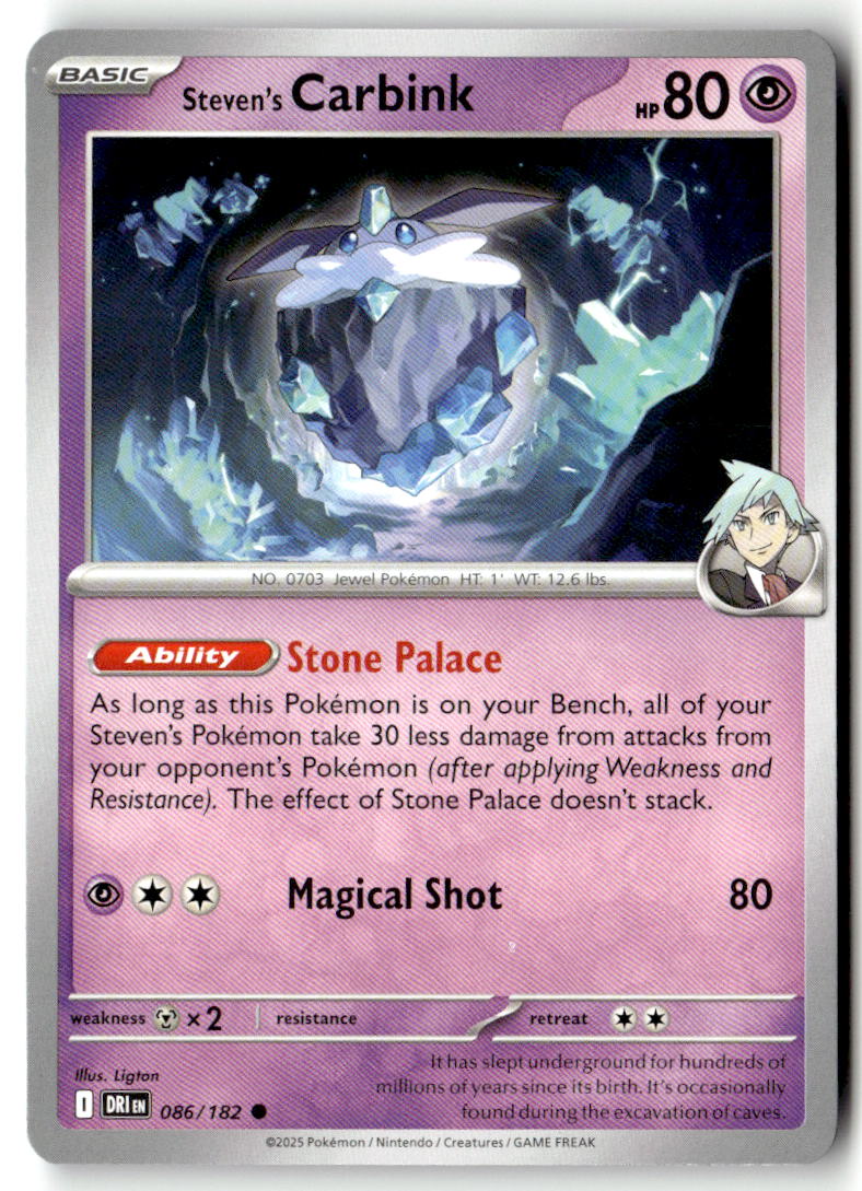 Front of Steven's Carbink 086/182 from Destined Rivals
