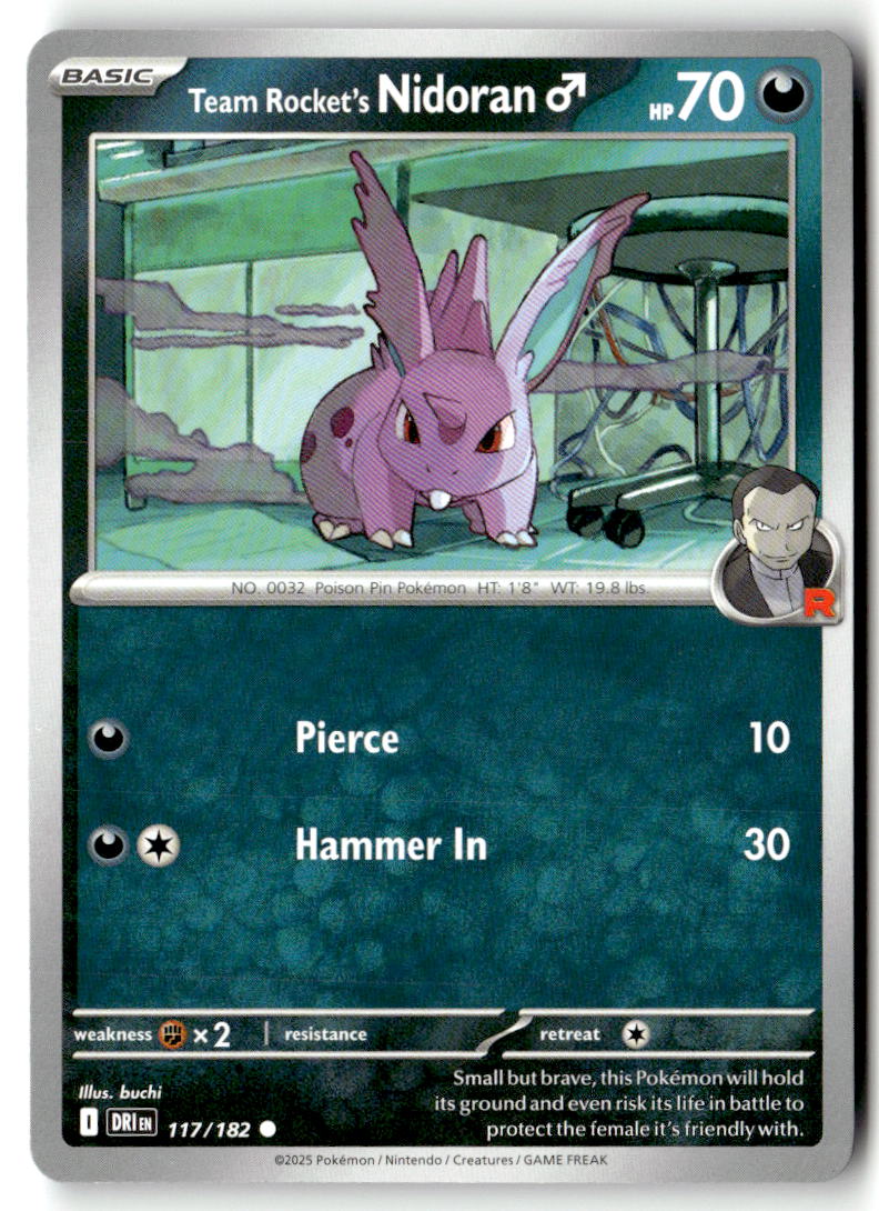 Front of Team Rocket's Nidoran M 117/182 from Destined Rivals