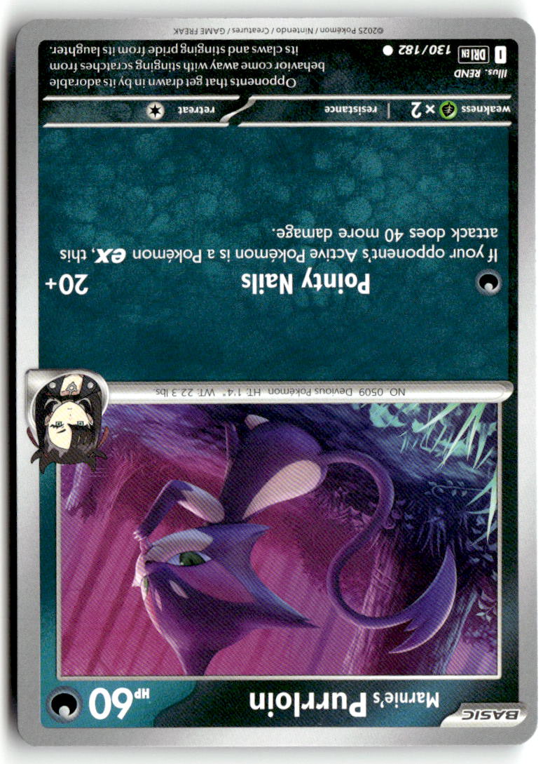 Front of Marnie's Purrloin 130/182 from Destined Rivals