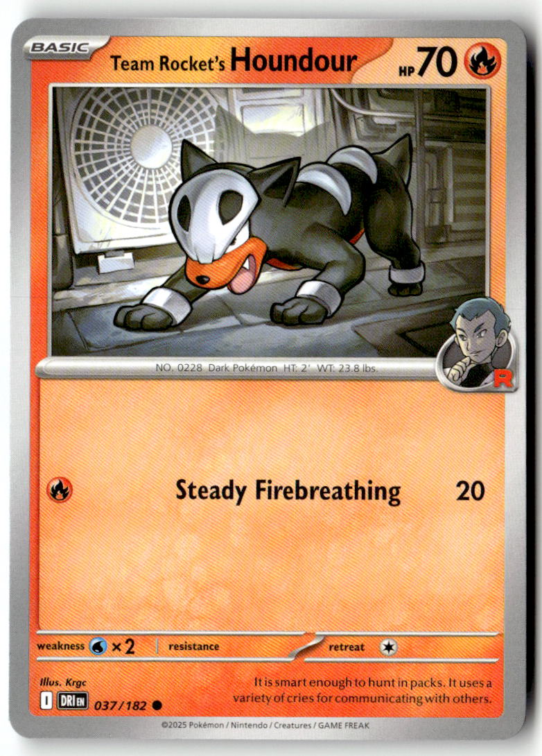 Front of Team Rocket's Houndour 037/182 from Destined Rivals
