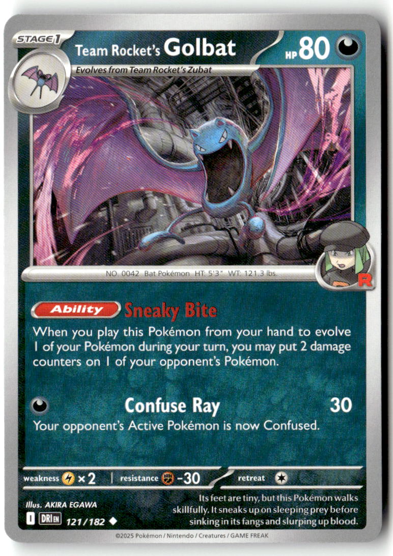 Front of Team Rocket's Golbat 121/182 from Destined Rivals