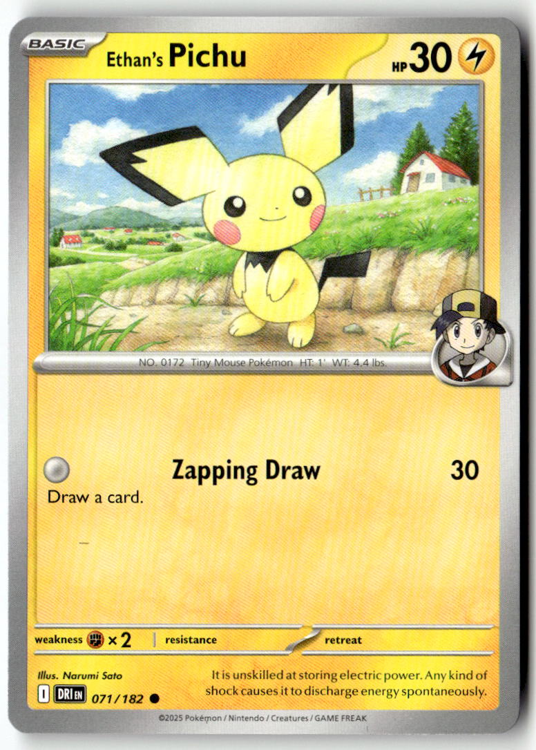 Front of Ethan's Pichu 071/182 from Destined Rivals