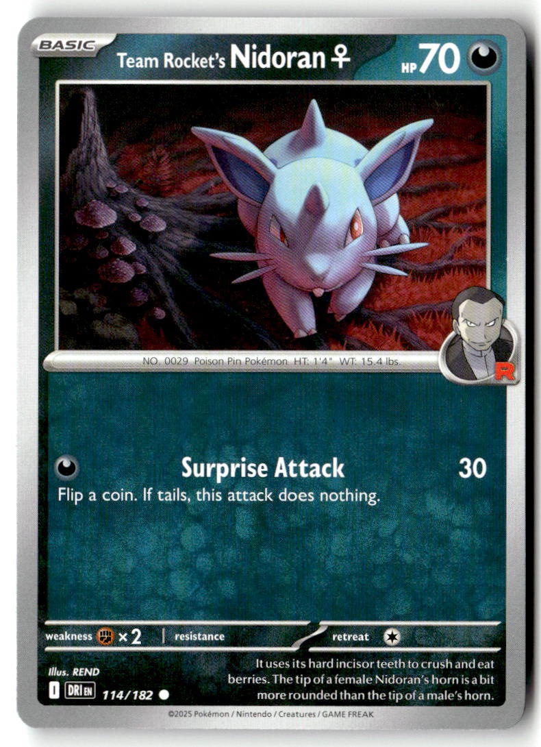 Front of Team Rocket's Nidoran F 114/182 from Destined Rivals