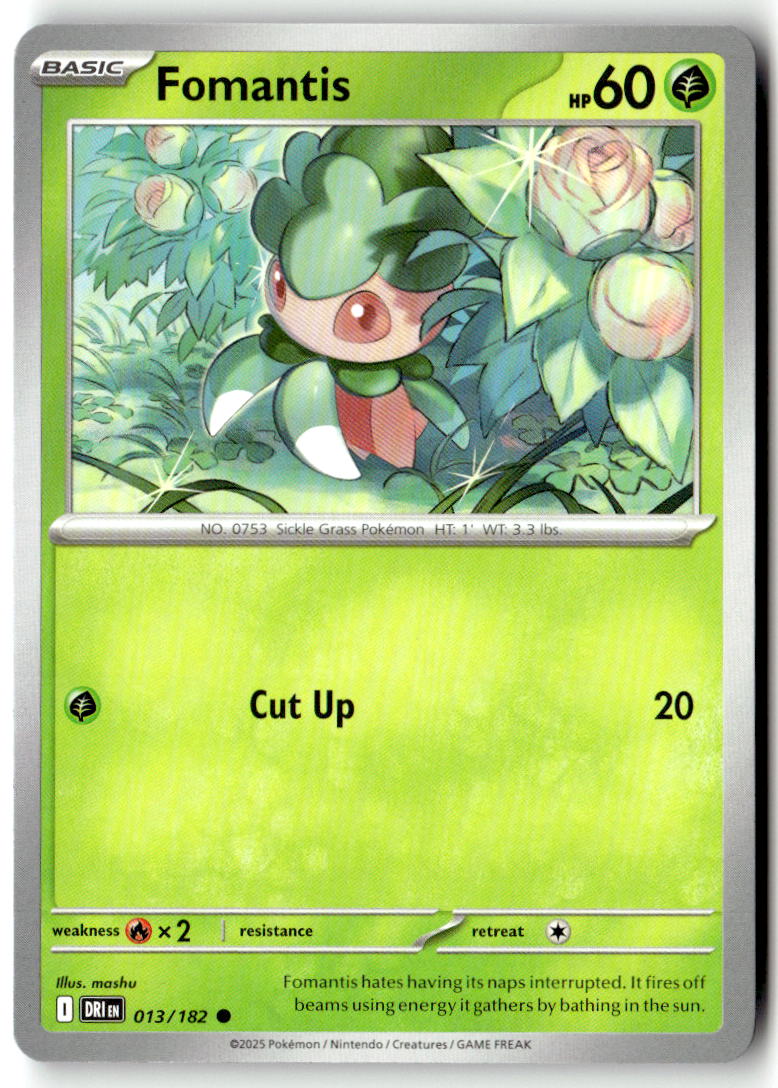Front of Fomantis 013/182 from Destined Rivals