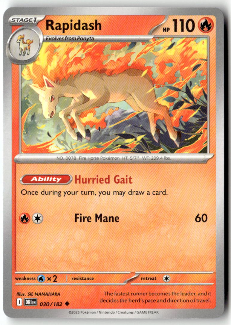 Front of Rapidash 030/182 from Destined Rivals