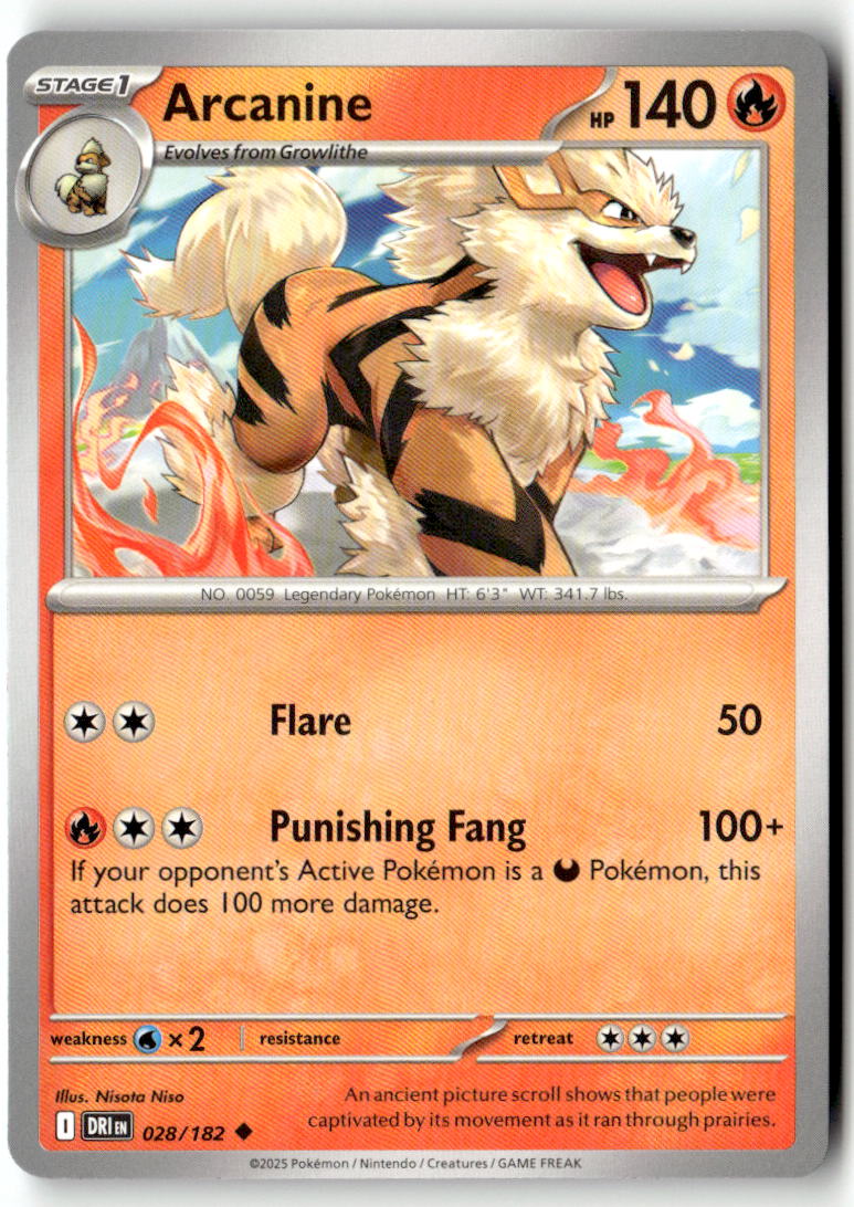 Front of Arcanine 028/182 from Destined Rivals
