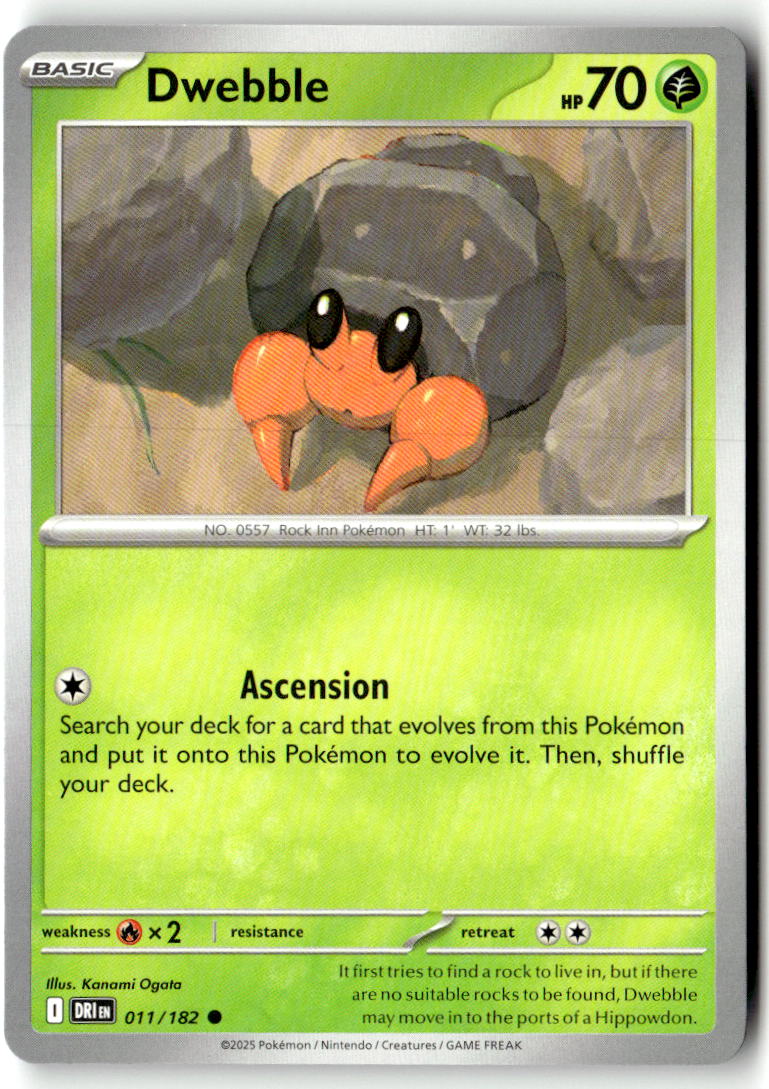 Front of Dwebble 011/182 from Destined Rivals