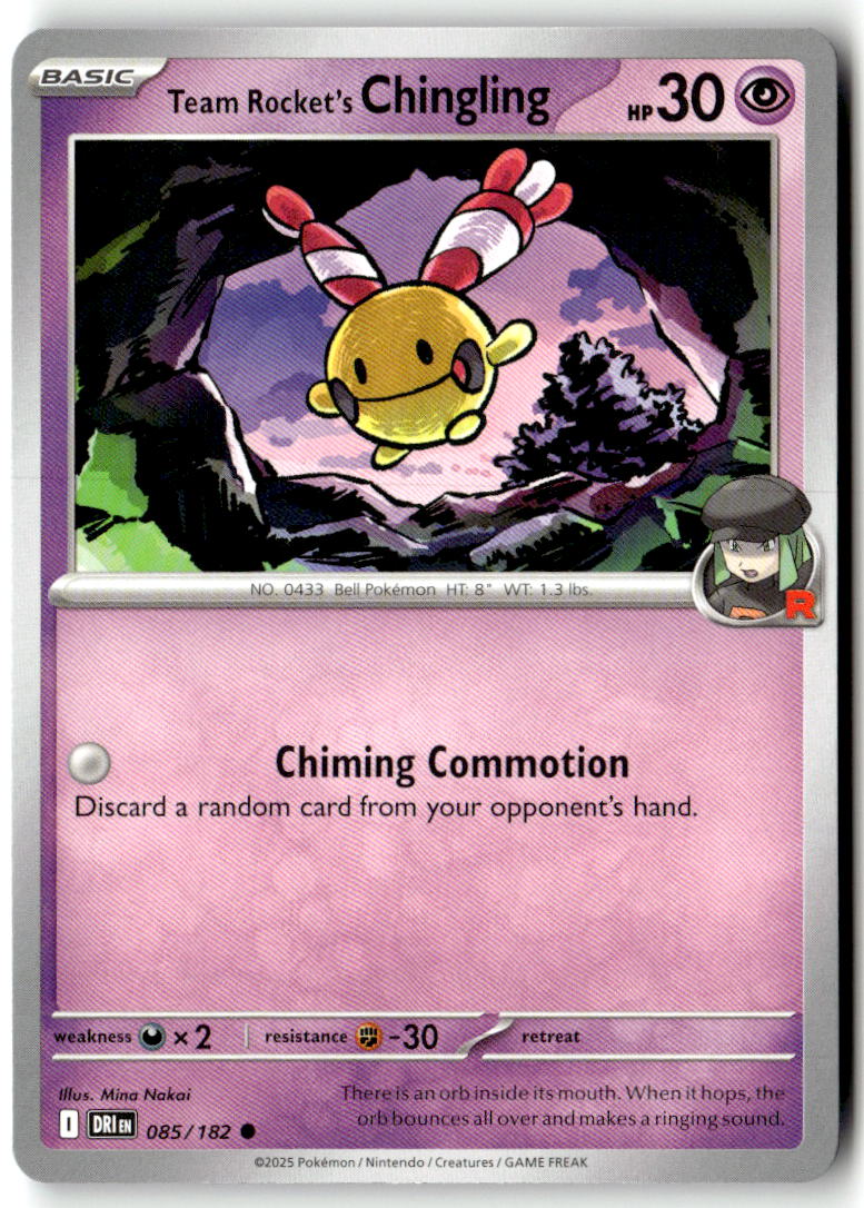 Front of Team Rocket's Chingling 085/182 from Destined Rivals