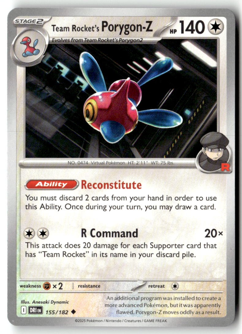 Front of Team Rocket's Porygon-Z 155/182 from Destined Rivals