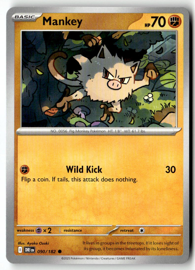 Front of Mankey 090/182 from Destined Rivals