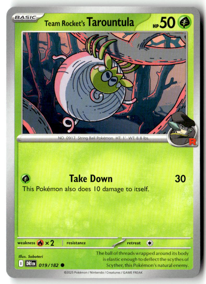 Front of Team Rocket's Tarountula 019/182 from Destined Rivals