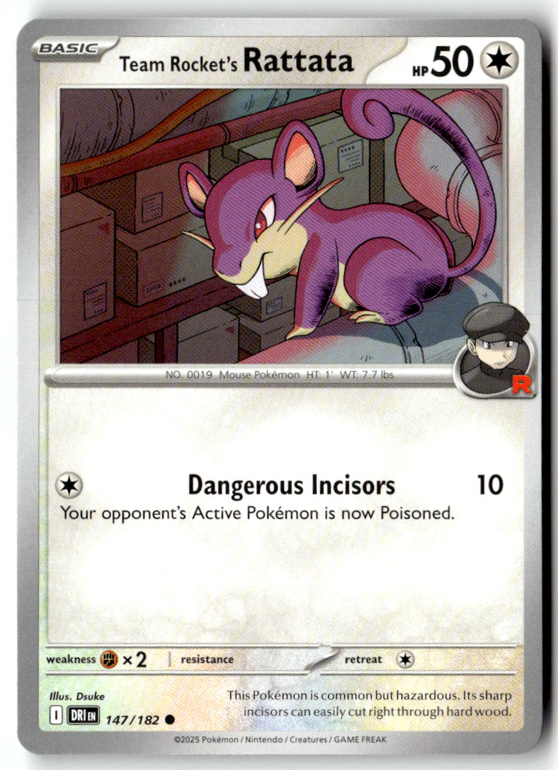 Front of Team Rocket's Rattata 147/182 from Destined Rivals
