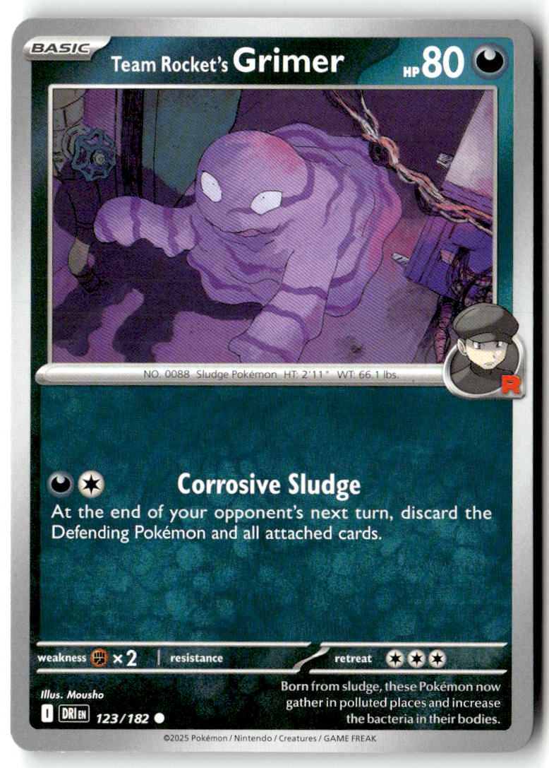 Front of Team Rocket's Grimer 123/182 from Destined Rivals