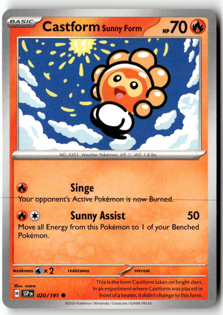Front of Castform Sunny Form 020/191 from Surging Sparks