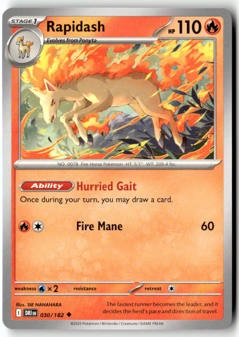 Front of Rapidash 030/182 from Destined Rivals
