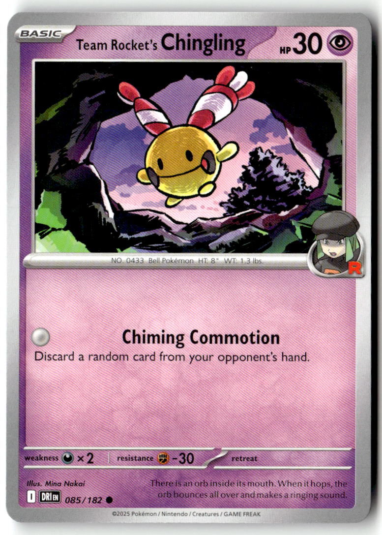 Front of Team Rocket's Chingling 085/182 from Destined Rivals