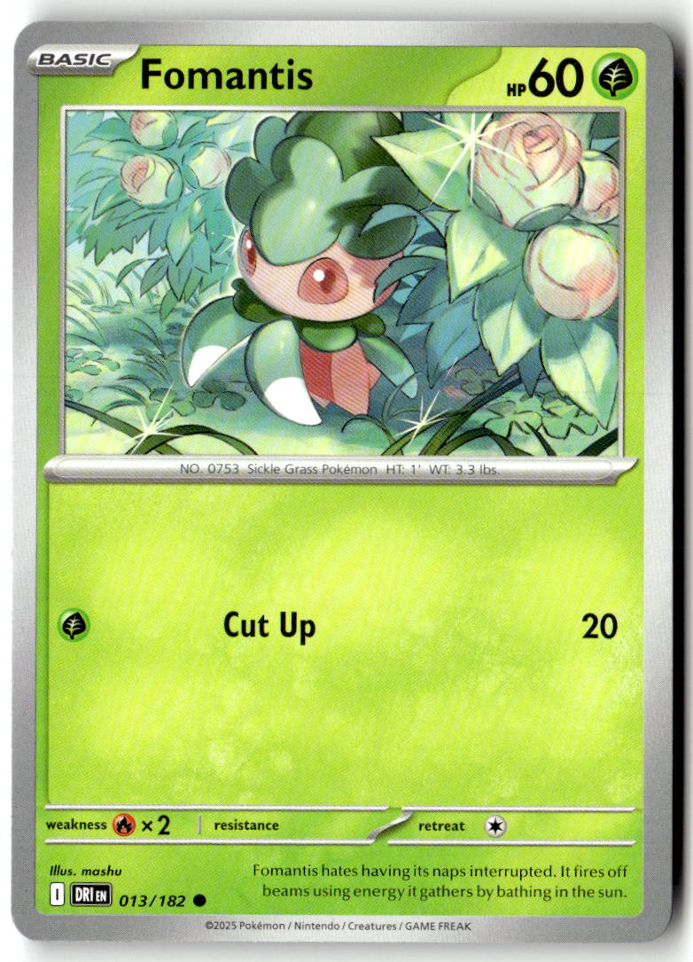 Front of Fomantis 013/182 from Destined Rivals
