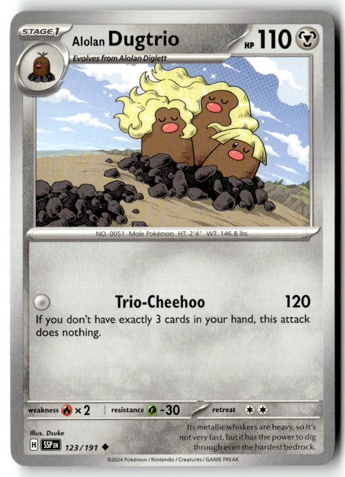 Front of Alolan Dugtrio 123/191 from Surging Sparks