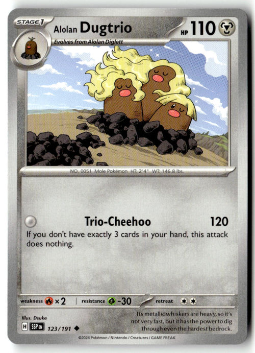 Front of Alolan Dugtrio 123/191 from Surging Sparks
