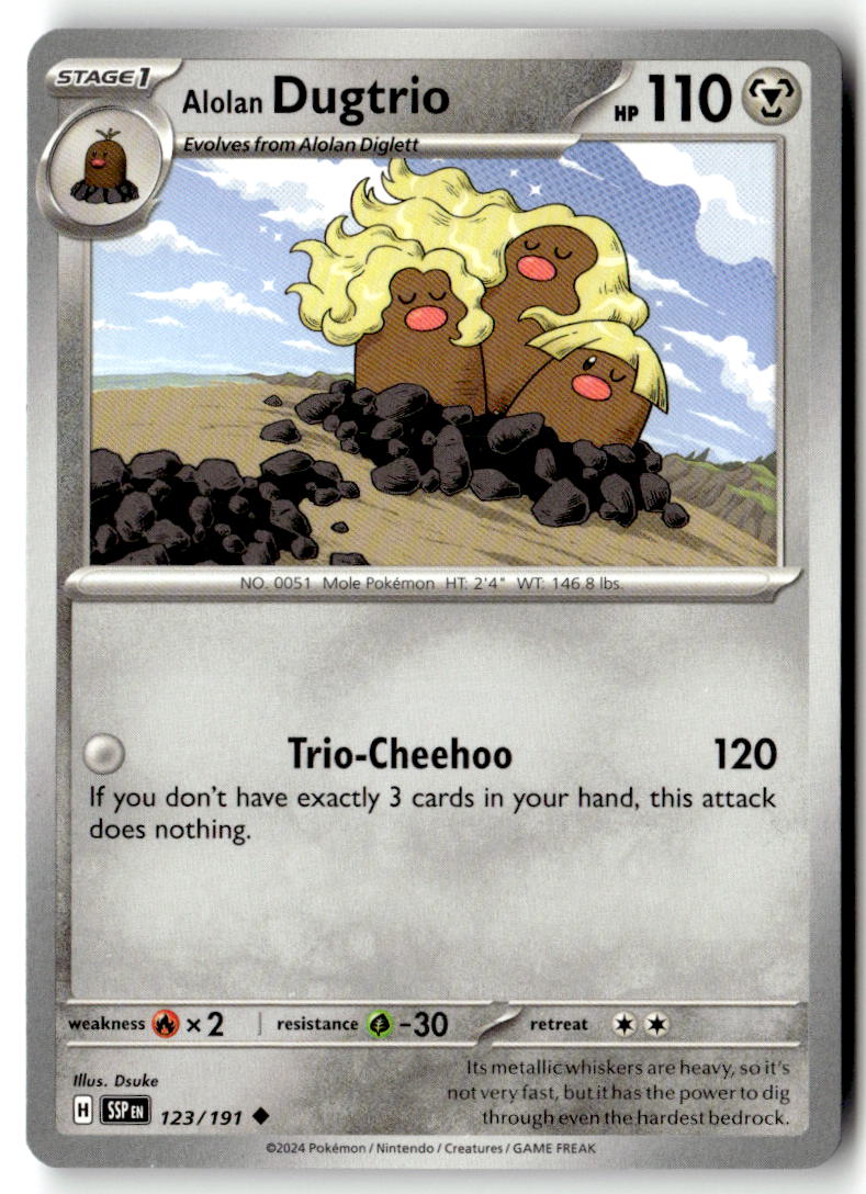Front of Alolan Dugtrio 123/191 from Surging Sparks