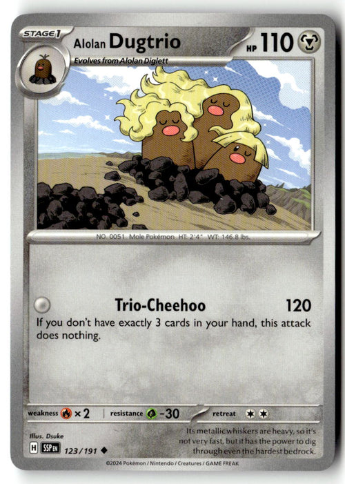 Front of Alolan Dugtrio 123/191 from Surging Sparks