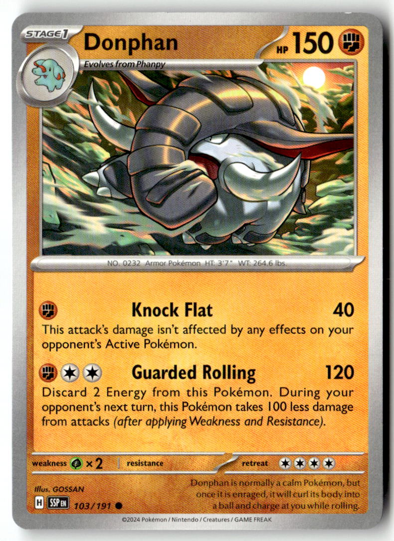 Front of Donphan 103/191 from Surging Sparks