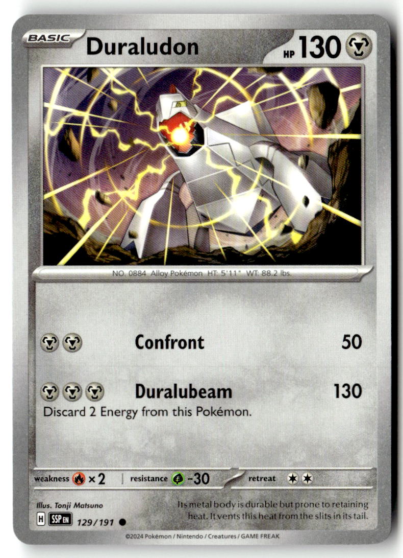 Front of Duraludon 129/191 from Surging Sparks