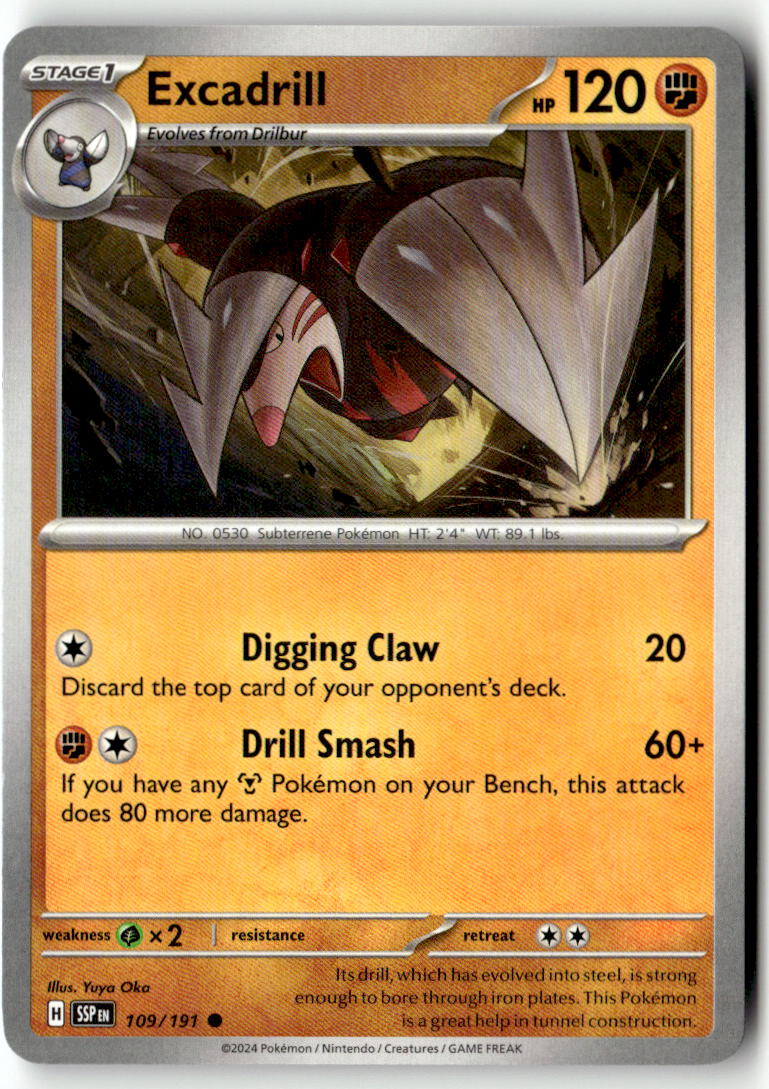 Front of Excadrill 109/191 from Surging Sparks