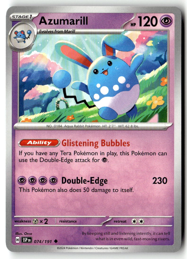 Front of Azumarill 074/191 from Surging Sparks
