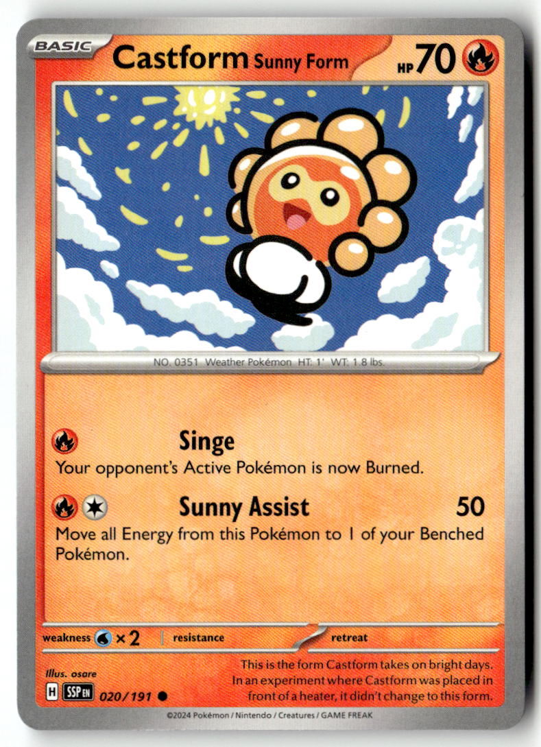 Front of Castform Sunny Form 020/191 from Surging Sparks