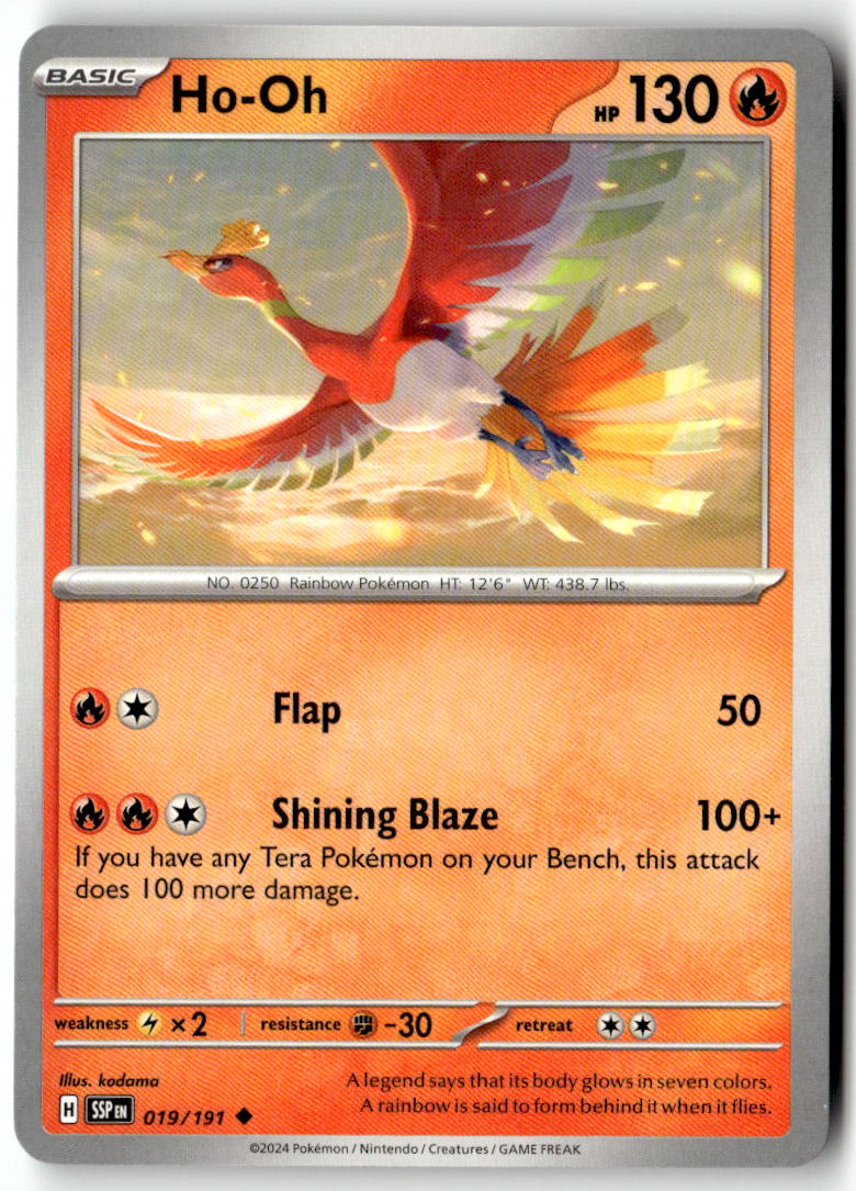 Front of Ho-Oh 019/191 from Surging Sparks
