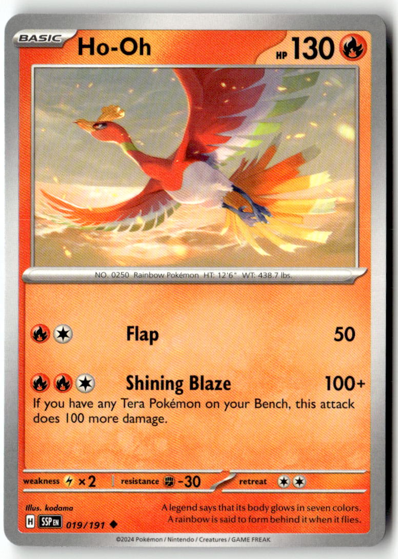 Front of Ho-Oh 019/191 from Surging Sparks