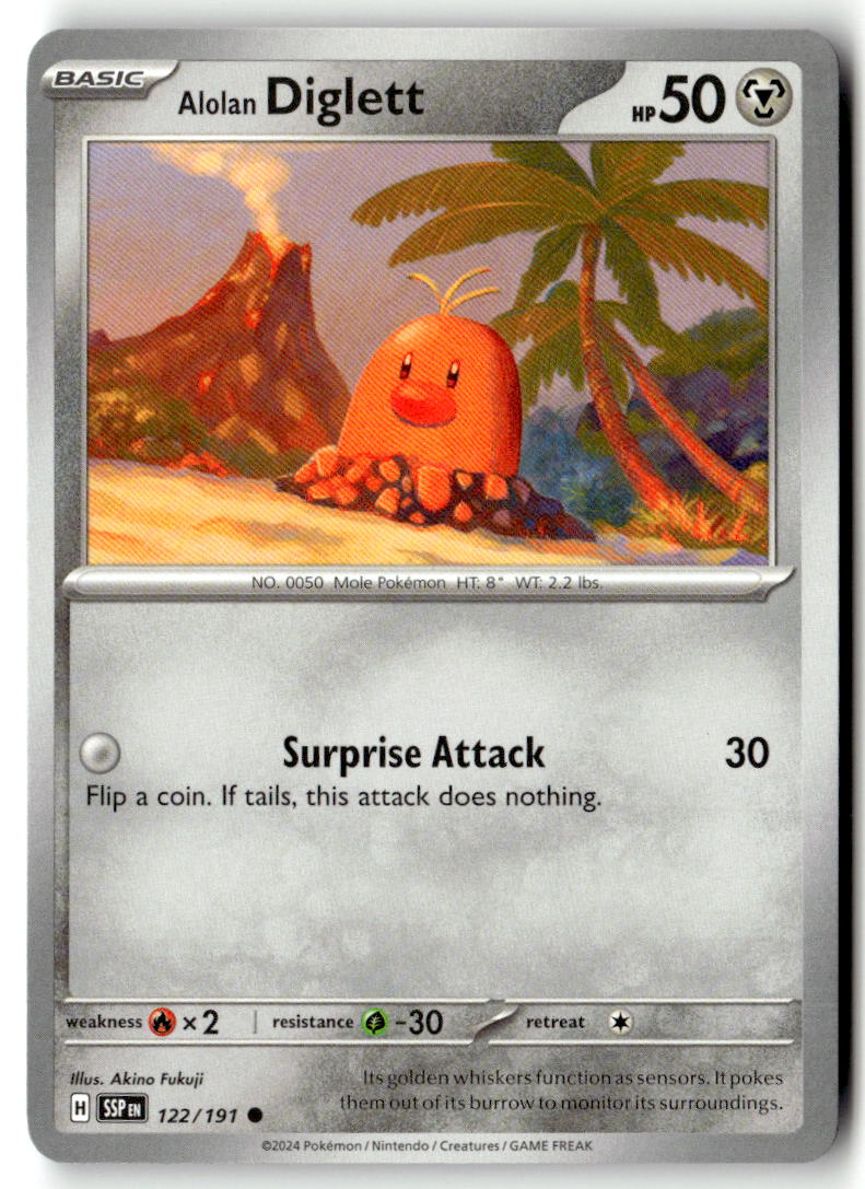 Front of Alolan Diglett 122/191 from Surging Sparks