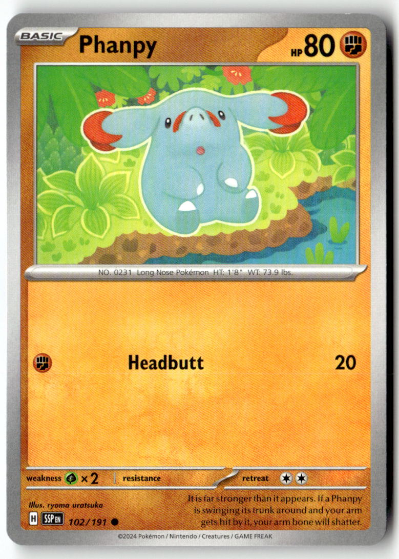Front of Phanpy 102/191 from Surging Sparks