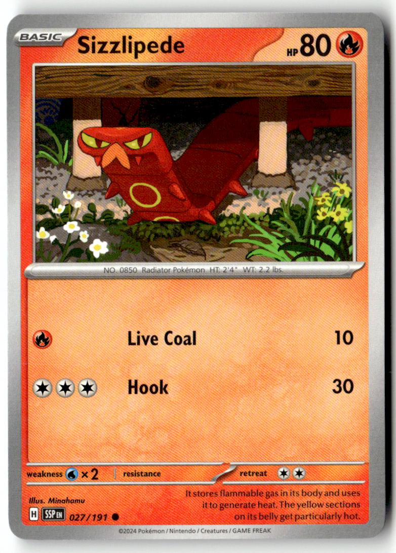 Front of Sizzlipede 027/191 from Surging Sparks
