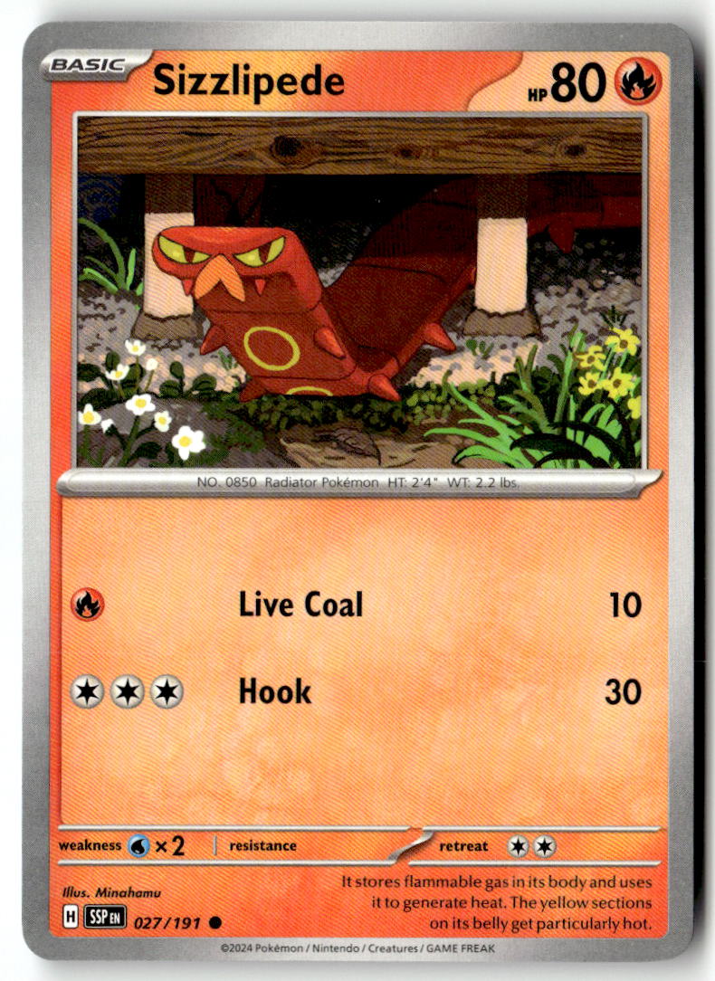 Front of Sizzlipede 027/191 from Surging Sparks