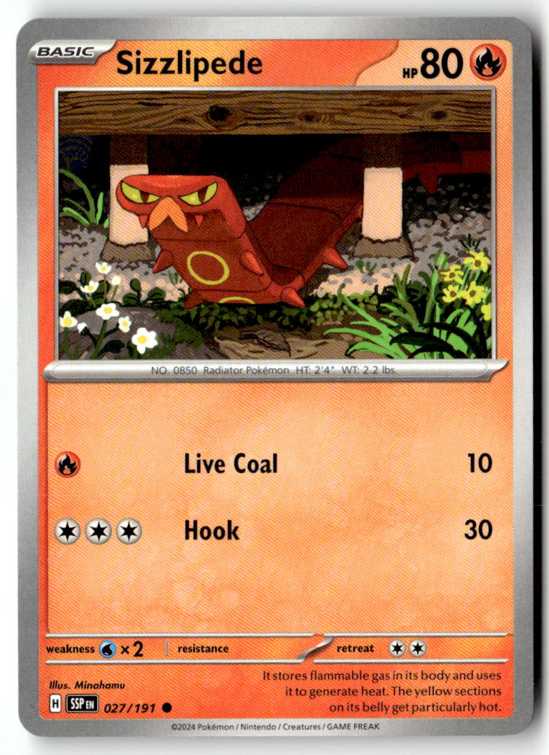 Front of Sizzlipede 027/191 from Surging Sparks