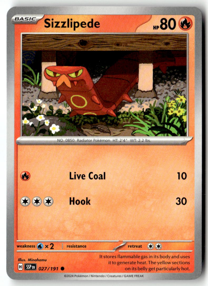 Front of Sizzlipede 027/191 from Surging Sparks