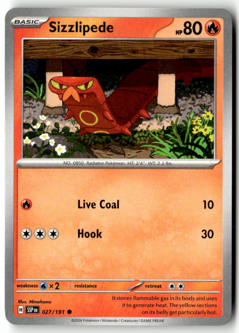 Front of Sizzlipede 027/191 from Surging Sparks