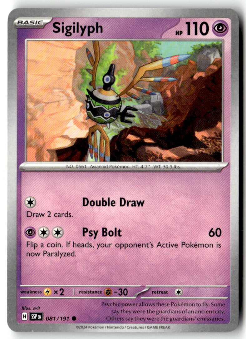 Front of Sigilyph 081/191 from Surging Sparks