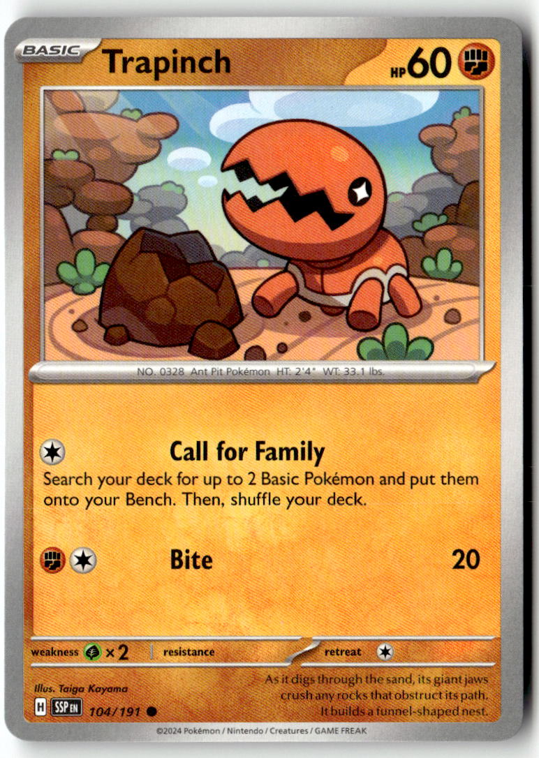 Front of Trapinch 104/191 from Surging Sparks
