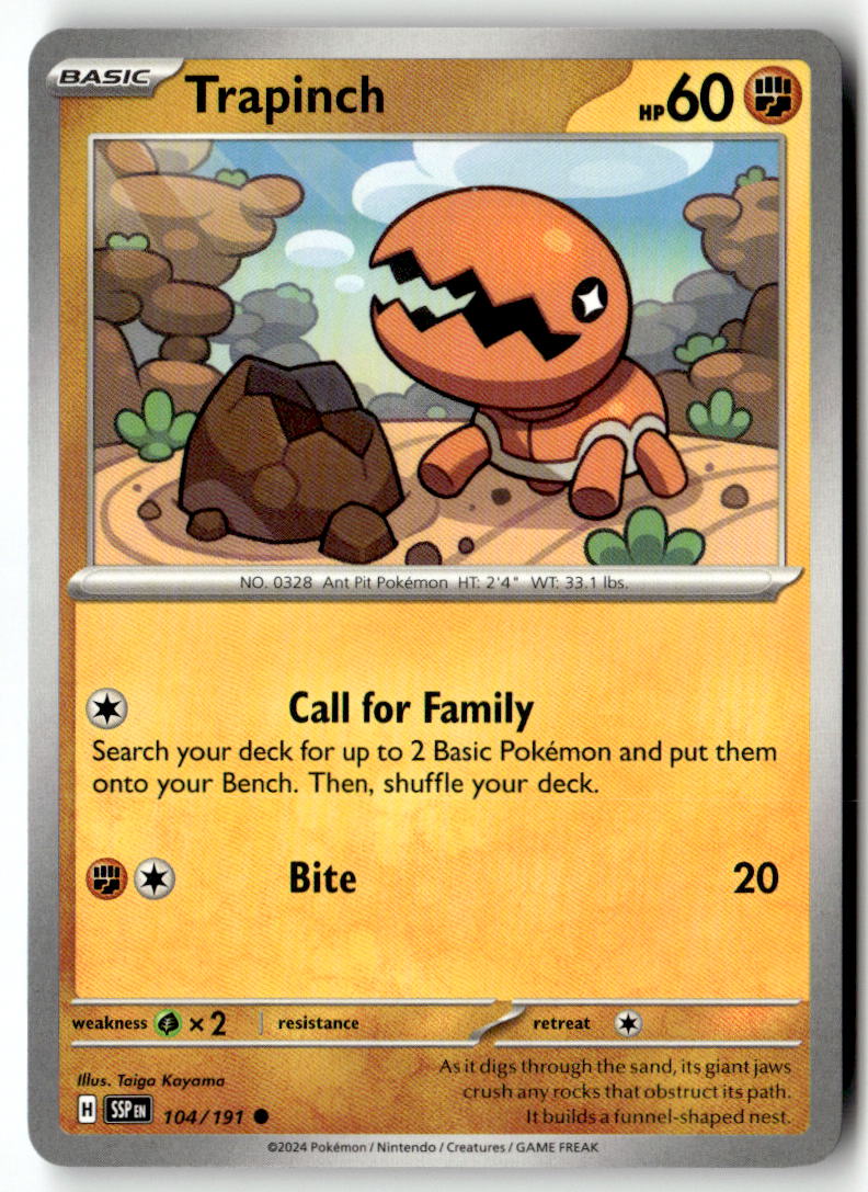 Front of Trapinch 104/191 from Surging Sparks