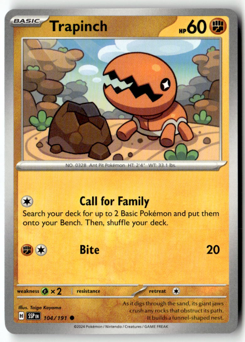 Front of Trapinch 104/191 from Surging Sparks