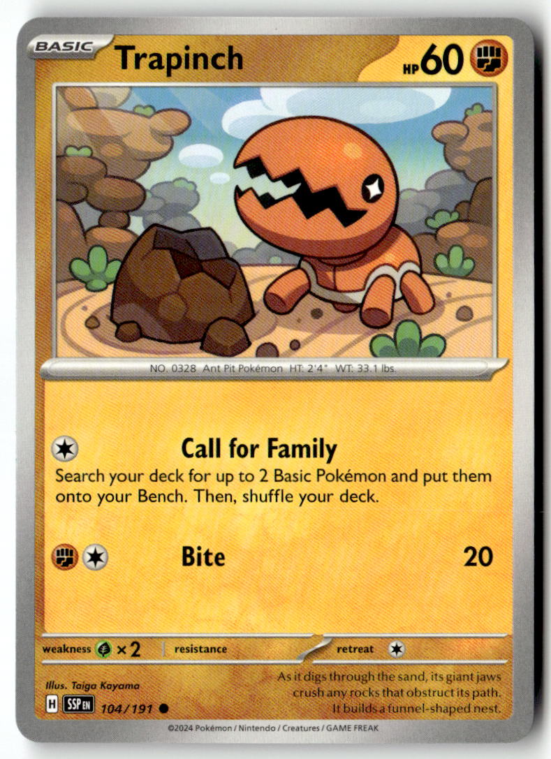 Front of Trapinch 104/191 from Surging Sparks