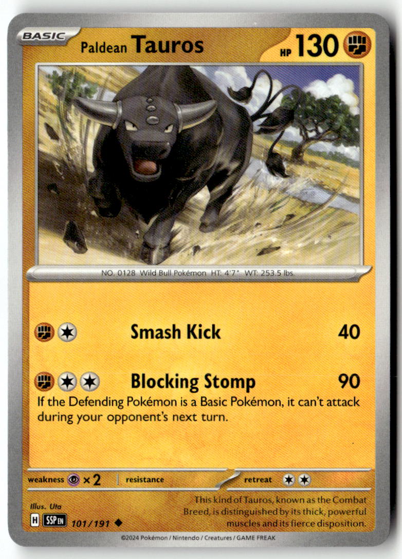Front of Paldean Tauros 101/191 from Surging Sparks