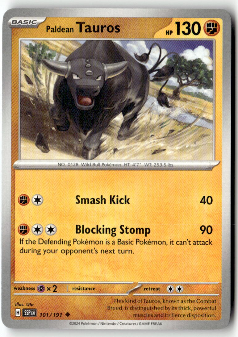 Front of Paldean Tauros 101/191 from Surging Sparks