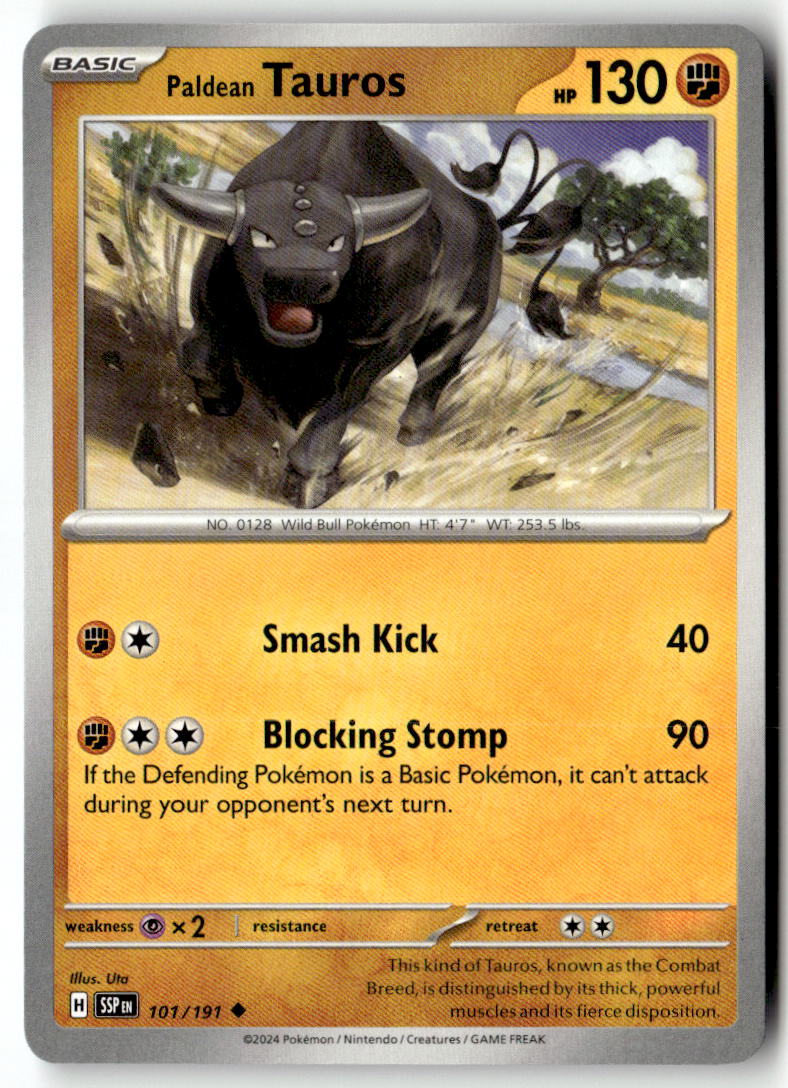 Front of Paldean Tauros 101/191 from Surging Sparks