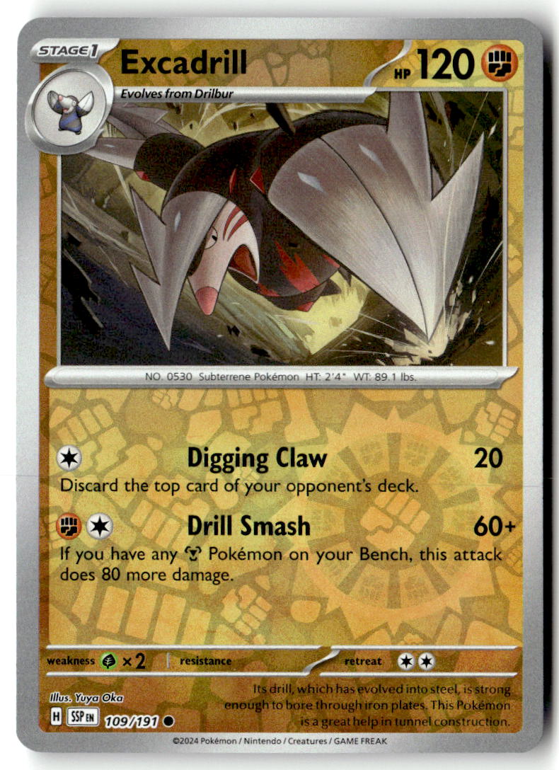 Front of Excadrill 109/191 from Surging Sparks